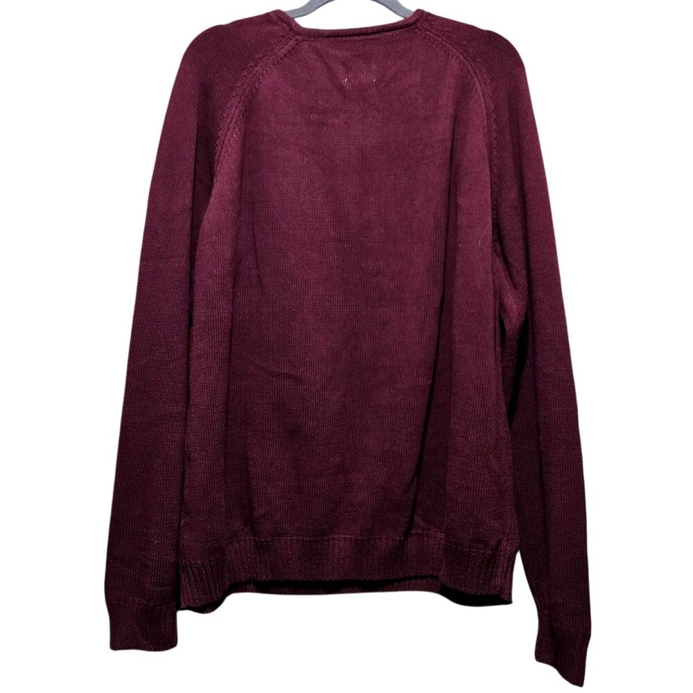 Deck My Halls Maroon Knit Sweater XXL Roebuck & Co 100% Cotton Crewneck Design - Picture 3 of 8